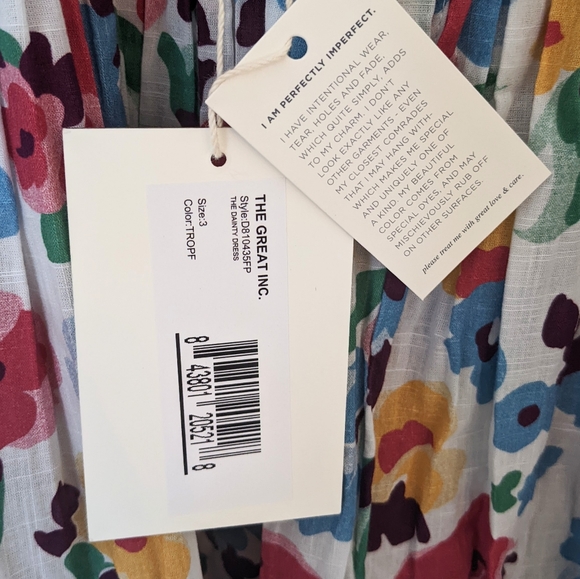 NEW THE GREAT The Dainty Dress Tropical Floral Midi Dress Size Large - Picture 11 of 12